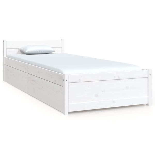 vidaXL Bed Frame without Mattress with Drawers White Small Single