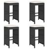 vidaXL Garden Bar Stools with Cushions 4 pcs Black Poly Rattan