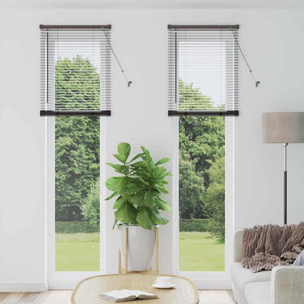 vidaXL Window Blind with Curtains Manual Black Aluminium