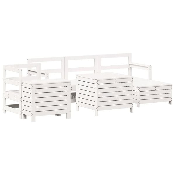 vidaXL 7 Piece Garden Sofa Set White Solid Wood Pine