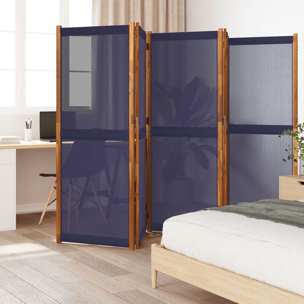 vidaXL 5-Panel Room Divider Dark Blue 350x180 cm