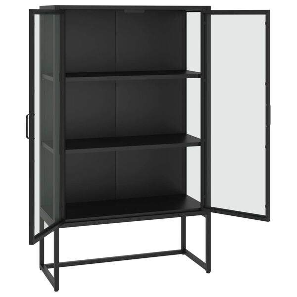 vidaXL Highboard Black 80x35x135 cm Steel and Tempered Glass