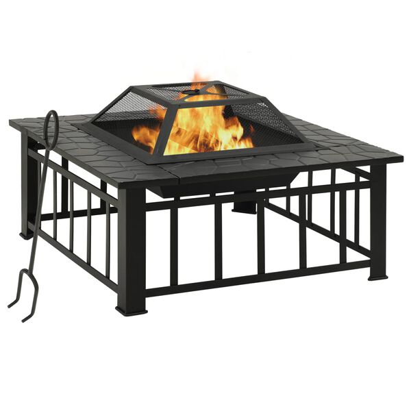 vidaXL Garden Fire Pit with Poker 81x81x47 cm XXL Steel