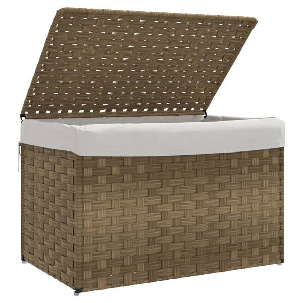 vidaXL Laundry Basket with Lid 55.5x35x34 cm Poly Rattan
