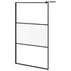 vidaXL Walk-in Shower Wall 115x195 cm Frosted ESG Glass Black