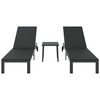 vidaXL Sunbed Reclining 2-person 3 pcs Black Poly Rattan