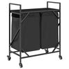 vidaXL Laundry Basket 2 Compartments with Wheels Black Oak