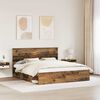 vidaXL Bed Frame with Headboard Old Wood 200 x 200 cm Solid Pine Wood