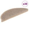 vidaXL Stair Mats Self-adhesive Sisal-Look 30 pcs 56x17x3 cm Light Beige