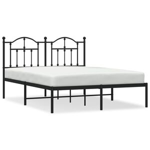 vidaXL Metal Bed Frame without Mattress with Headboard Black 140x200cm