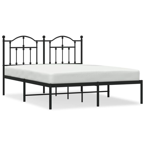 vidaXL Metal Bed Frame without Mattress with Headboard Black 140x200cm