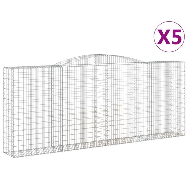 vidaXL Arched Gabion Baskets 5 pcs 400x50x160/180 cm Galvanised Iron