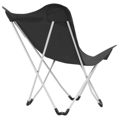 vidaXL Butterfly Camping Chairs 2 pcs Foldable Black