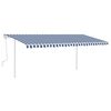 vidaXL Manual Retractable Awning with LED 5x3 m Blue and White