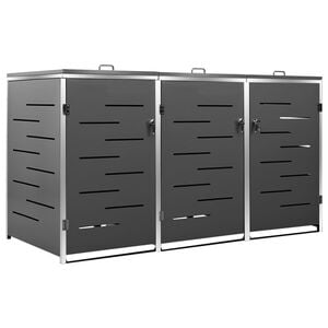 vidaXL Triple Wheelie Bin Shed 207x77.5x115 cm Stainless Steel