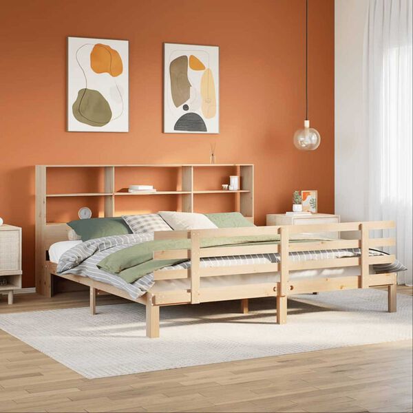 vidaXL Bookcase Bed without Mattress 180x200 cm Super King Solid Wood Pine