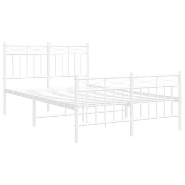 vidaXL Metal Bed Frame without Mattress with Footboard White 120x190cm