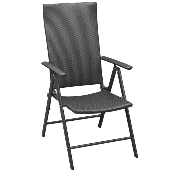 vidaXL Stackable Garden Chairs 2 pcs Poly Rattan Black
