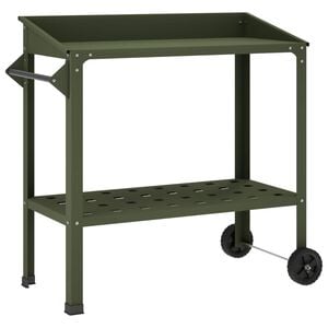 vidaXL Potting Table with Wheels 96 x 50 x 89 cm Powder-Coated Steel