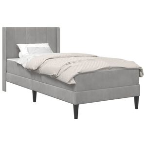 vidaXL Bed Frame with Mattress Light Grey 90 x 190 cm Velvet