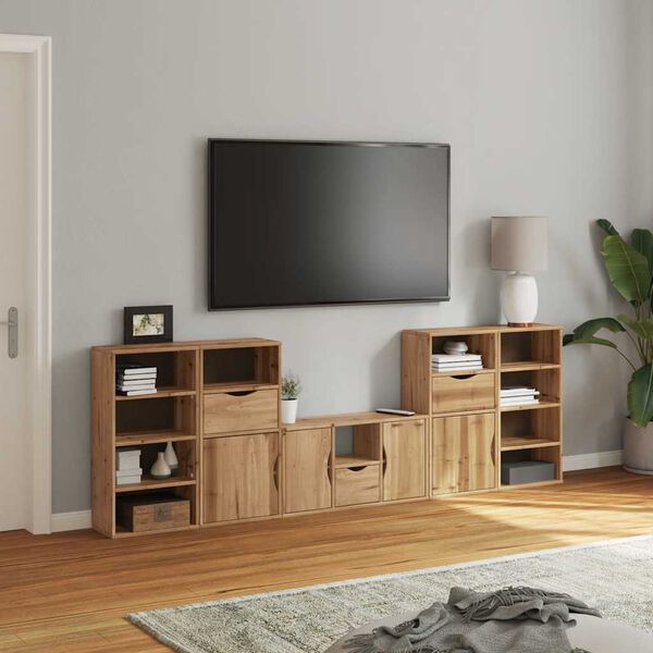 vidaXL 5 Piece TV Units with Storage ODDA Solid Wood Pine