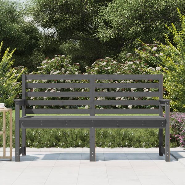 vidaXL Garden Bench Grey 159.5x48x91.5 cm Solid Wood Pine