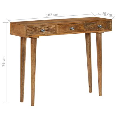 vidaXL Console Table Solid Mango Wood 102x30x79 cm