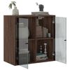 vidaXL Wall Cabinet with Glass Doors Brown Oak 68x37x68.5 cm