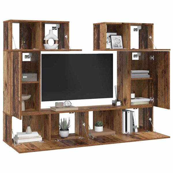 vidaXL TV Cabinet Set Wall-mounted 6 pcs Old Wood Engineered Wood