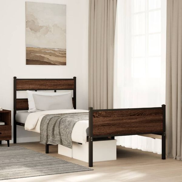 vidaXL Bed Frame without Mattress Brown Oak 80x200 cm Engineered Wood