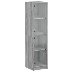 vidaXL Highboard with Glass Doors Grey Sonoma 35x37x142 cm