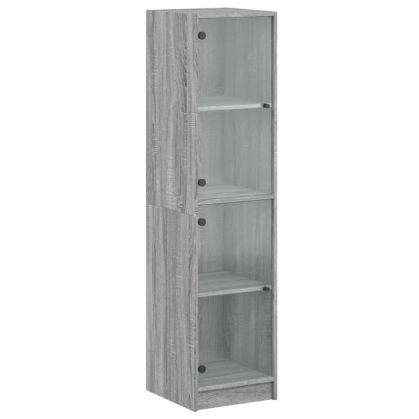 vidaXL Highboard with Glass Doors Grey Sonoma 35x37x142 cm