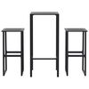 vidaXL 3 Piece Garden Bar Set Black Powder-coated Steel