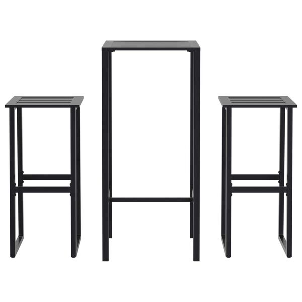 vidaXL 3 Piece Garden Bar Set Black Powder-coated Steel