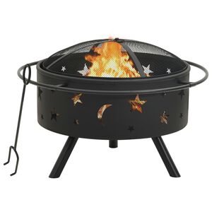 vidaXL Fire Pit with Poker 76 cm XXL Steel