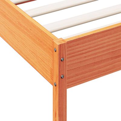 vidaXL Bed Frame with Headboard Wax Brown 75x190 cm Small Sinlge Solid Wood Pine