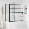 vidaXL Bath Shower Screen Black and Transparent 116 x 68 x 128 cm