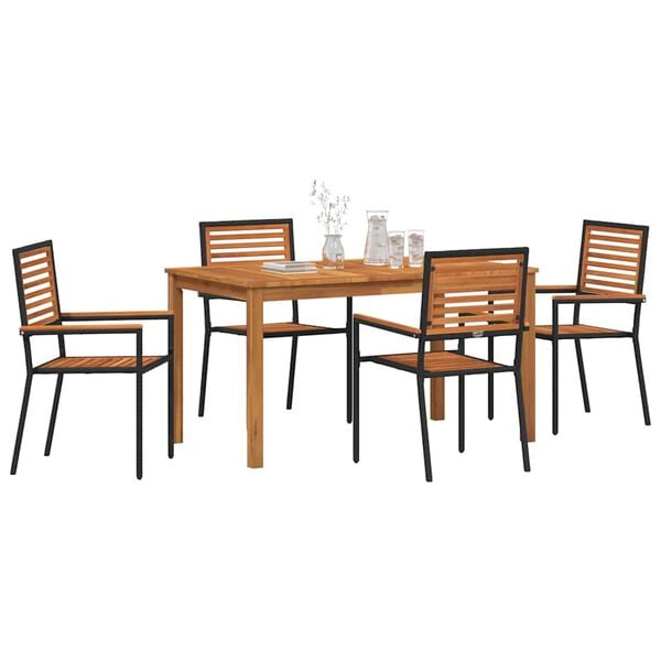 vidaXL Garden Dining Set 5 pcs Black Solid Acacia Wood