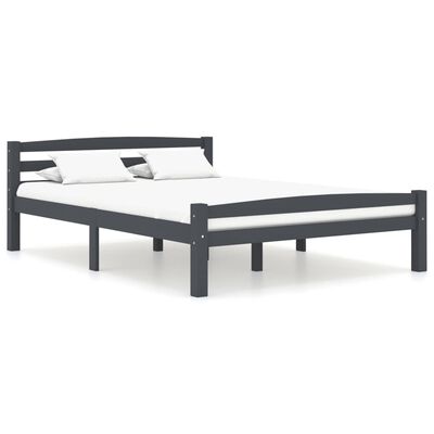 vidaXL Bed Frame Dark Grey Solid Pinewood 140x200 cm
