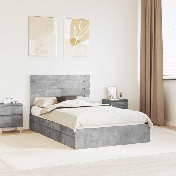 vidaXL Storage Bed Concrete Grey 135 x 190 cm Engineered Wood
