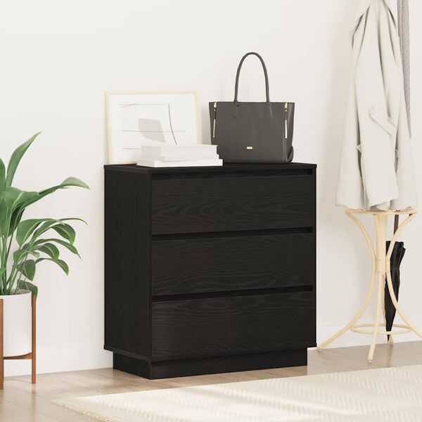 vidaXL Bedside Cabinet Black Oak 71 x 34.5 x 75 cm Engineered wood
