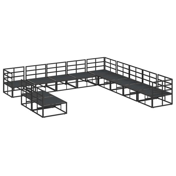 vidaXL Garden Sofa Set with Cushion 11 pcs Black Aluminium