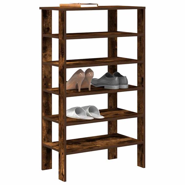 vidaXL Shoe Rack Smoked Oak 61x32x105 cm Engineered Wood