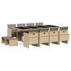 vidaXL 13 Piece Garden Dining Set with Cushions Mix Beige Poly Rattan