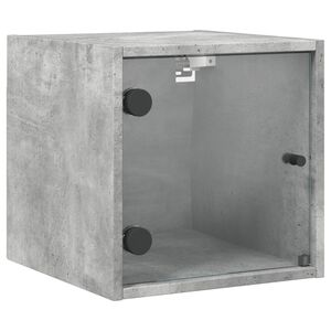vidaXL Bedside Cabinet with Glass Door Concrete Grey 35x37x35 cm