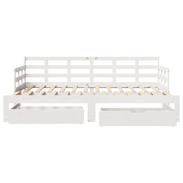 vidaXL Daybed with Trundle and Drawers without Mattress White 80x200 cm