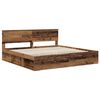 vidaXL Bed Frame with Headboard Old Wood 200 x 200 cm Solid Pine Wood