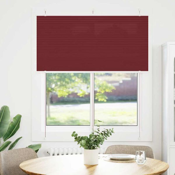 vidaXL Pleated Blind Bordeaux Red 120x150 cm Fabric Width 119.4 cm Polyester