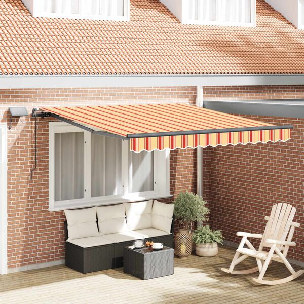 vidaXL Retractable Awning Manual Yellow and orange 350 x 250 cm Fabric