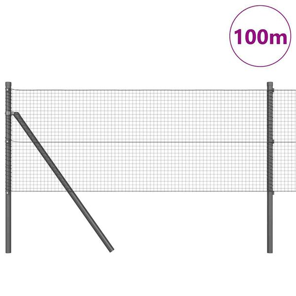 vidaXL Fence Post Grey 100 x 0.4 m (19 x 19 mm mesh) Steel and PVC